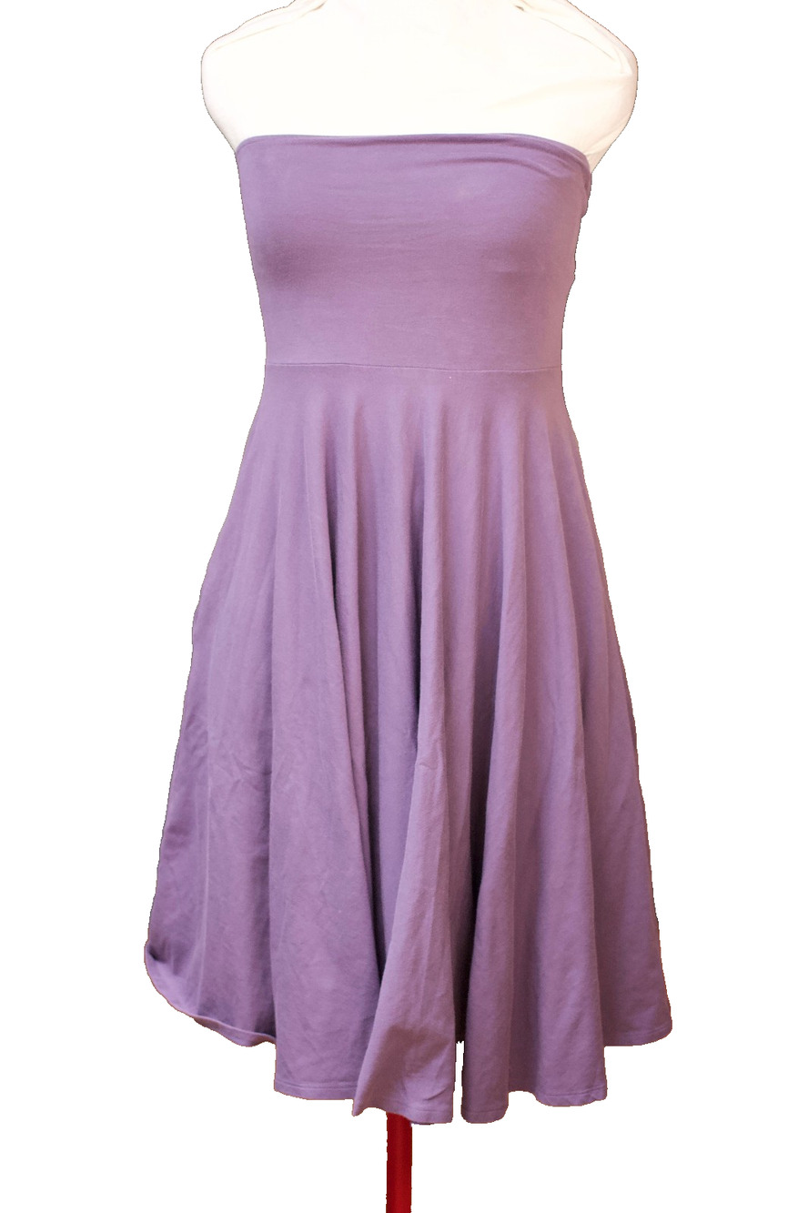 VS Bra Tops Purple Strapless A-Line Dress Womens Small Y2K Midi Pockets Stretch